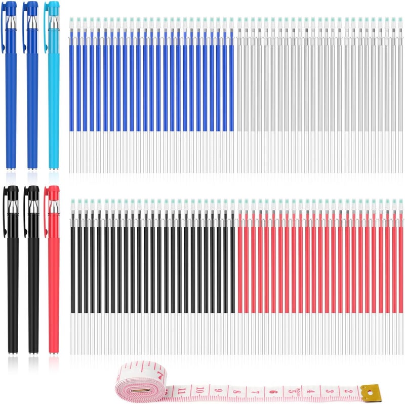 WANFRES Fabric Markers for Sewing, Quilting, Embroidery and Needlework, 6 pens, 100 replacement refills and a tape measure, tailor, sewing office aid markers. - Image 1
